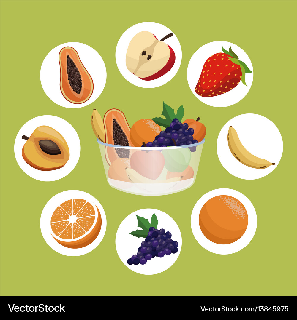 Healthy fruit bowl diet eating Royalty Free Vector Image