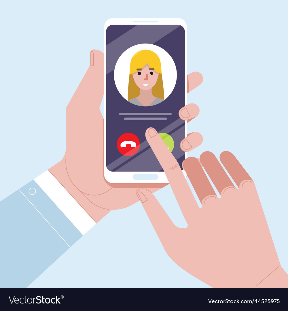 Incoming call on smartphone screen Royalty Free Vector Image