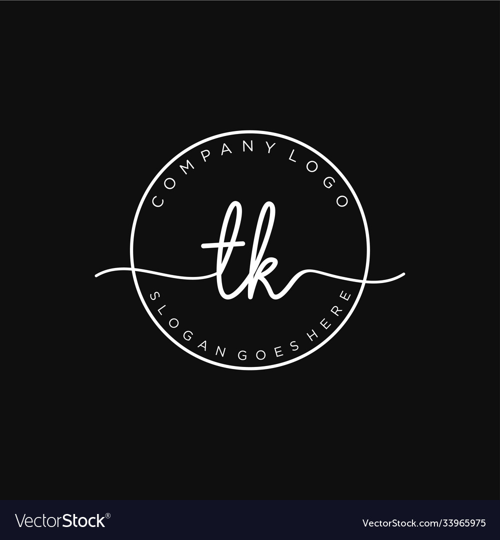 Initial tk handwriting logo with circle template