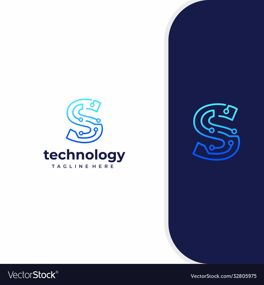 Letter s technology line dot connection logo