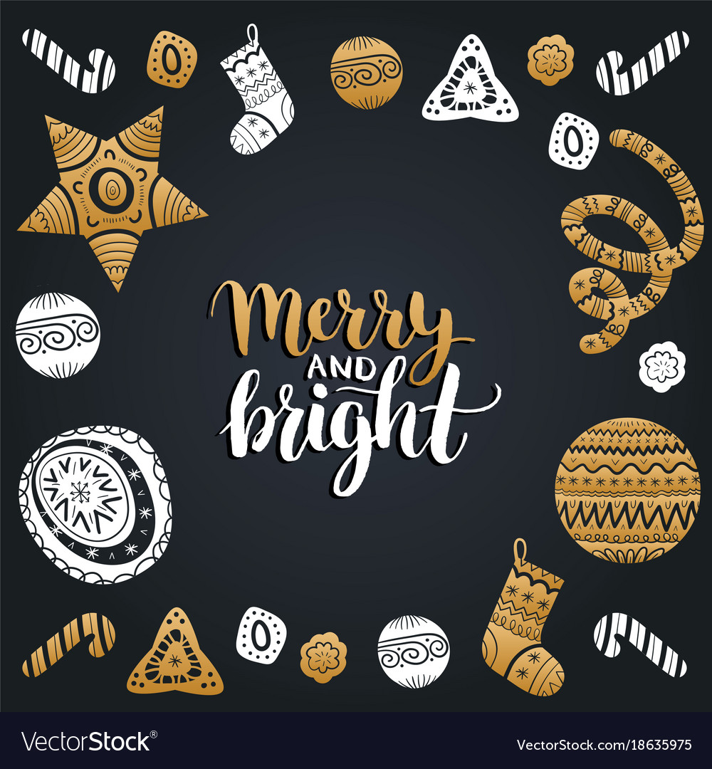 Merry and bright lettering design with new