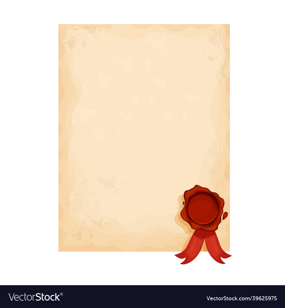 Parchment paper document empty frame with wax vector image Parchment paper document empty frame with wax
