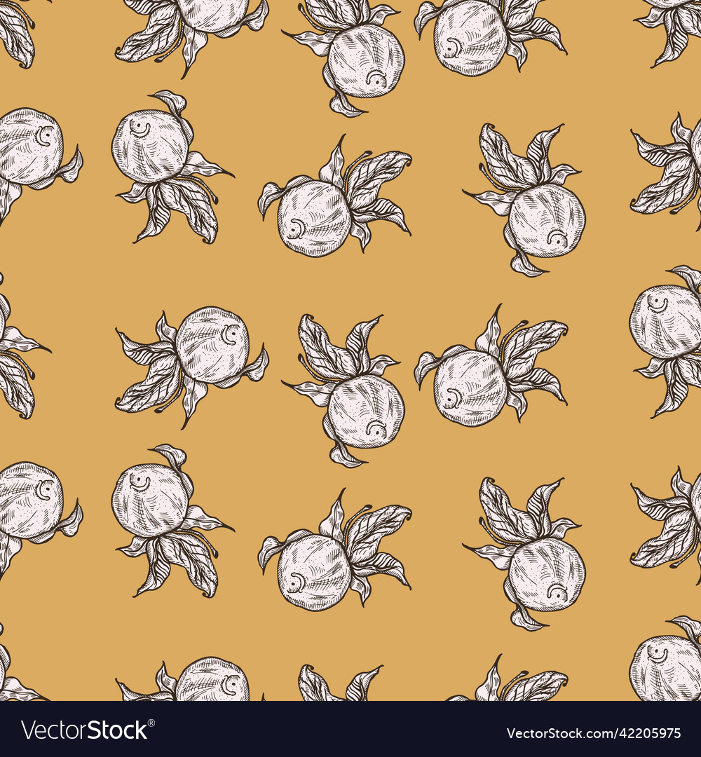 Seamless pattern engraved lemon on twig Vector Image Seamless pattern engraved lemon on twig