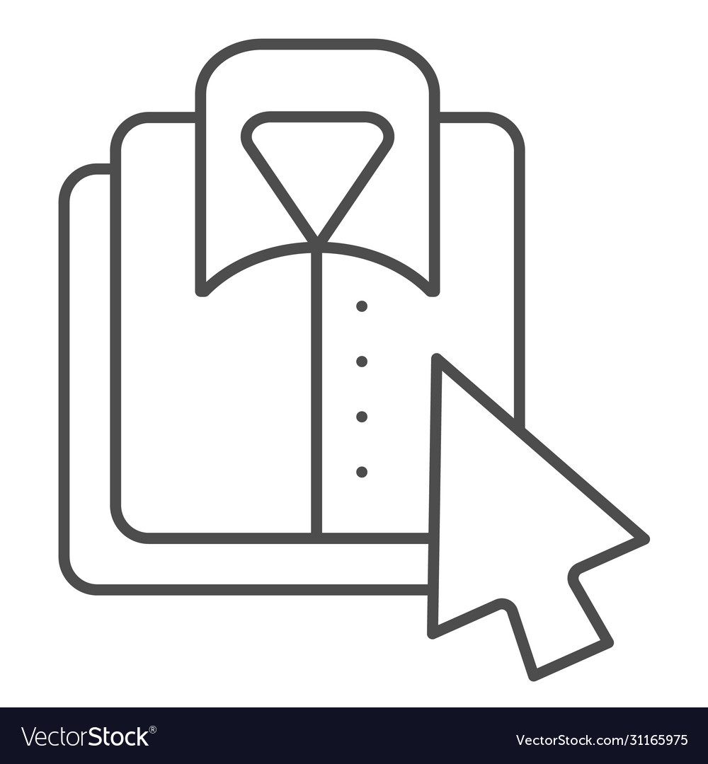 Shirt and cursor thin line icon pointer vector image Shirt and cursor thin line icon pointer
