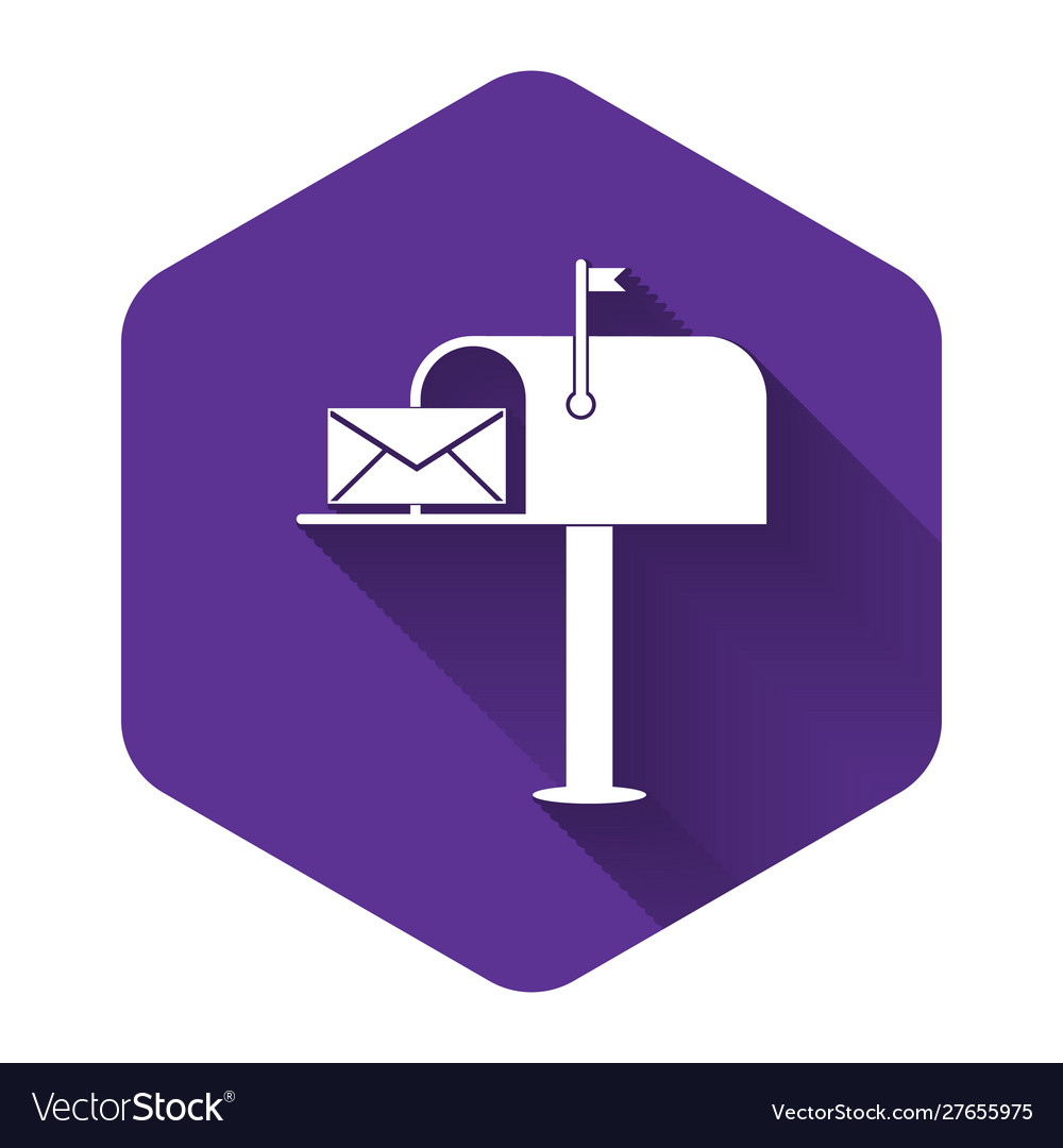 White open mail box with an envelope icon isolated vector image White open mail box with an envelope icon isolated