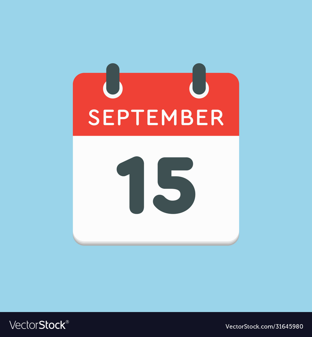 Calendar icon day 15 september template date days vector image Calendar icon day 15 september template date days