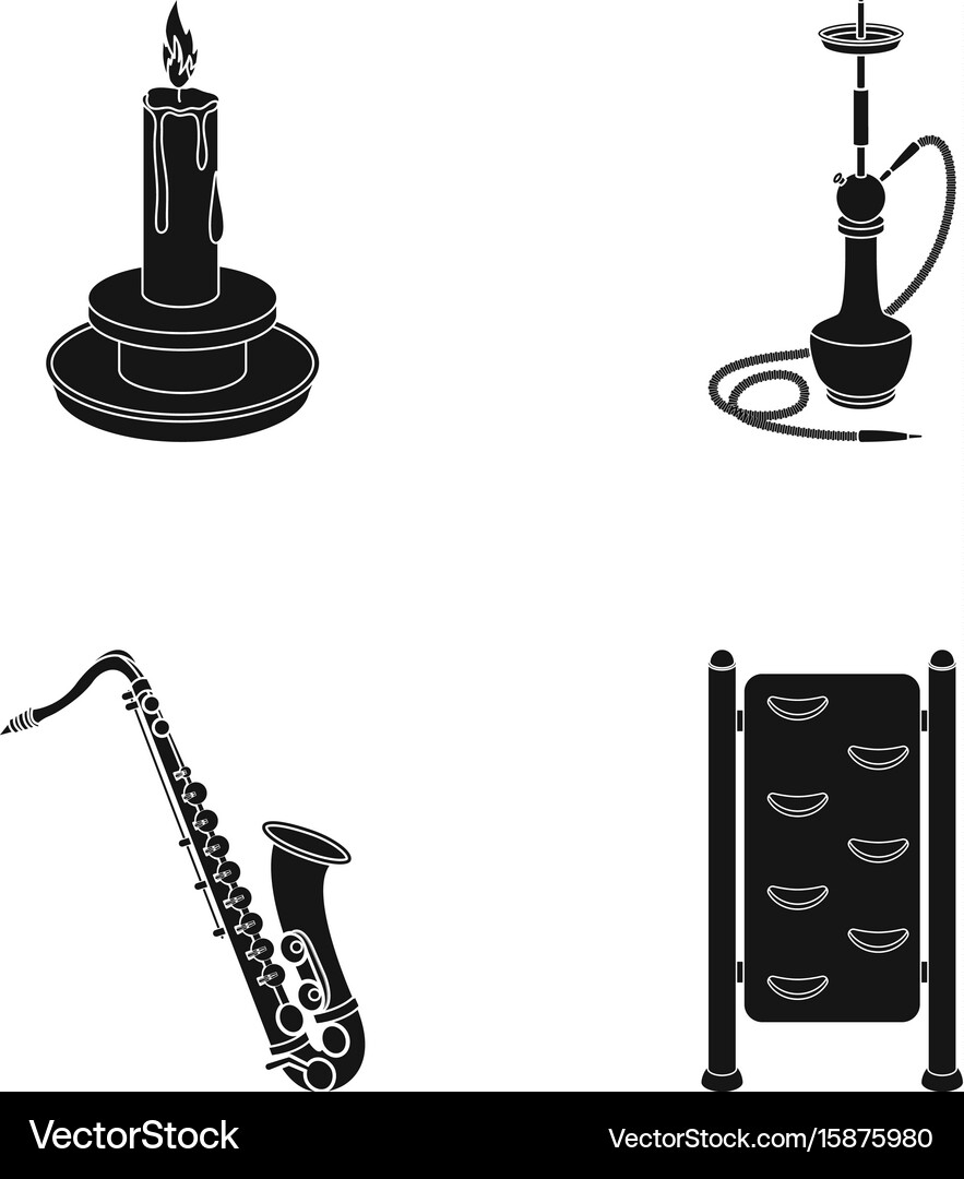 Candle Hookah And Other Web Icon In Black Style Vector Image