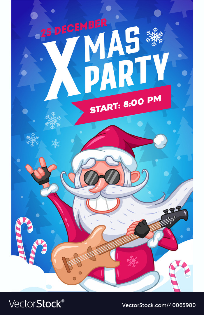 Christmas party invitation flyer cool santa claus