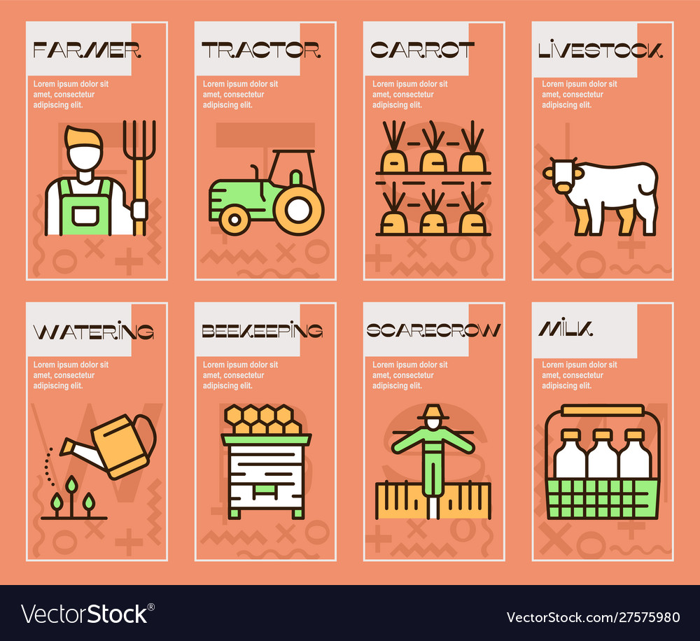 Farming Color Linear Icons Set Royalty Free Vector Image
