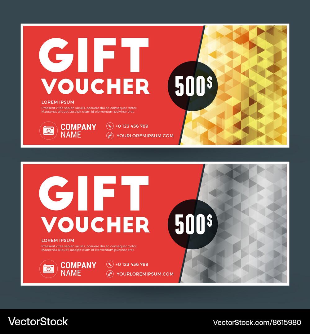Golden and silver gift voucher design print Vector Image