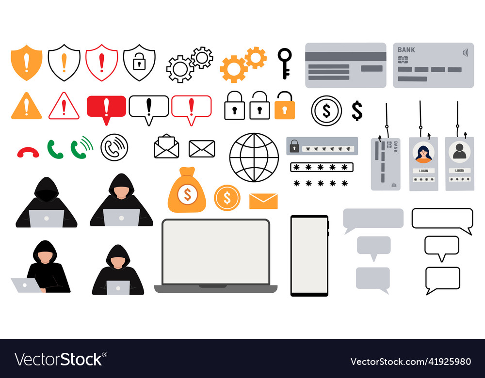 Hacker Angriff Betrug mit Benutzerdaten auf Social vector image Hacker Angriff Betrug mit Benutzerdaten auf Social