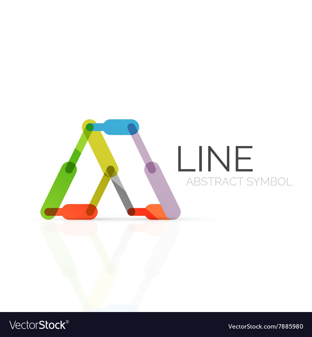 Linear abstract logo connected multicolored