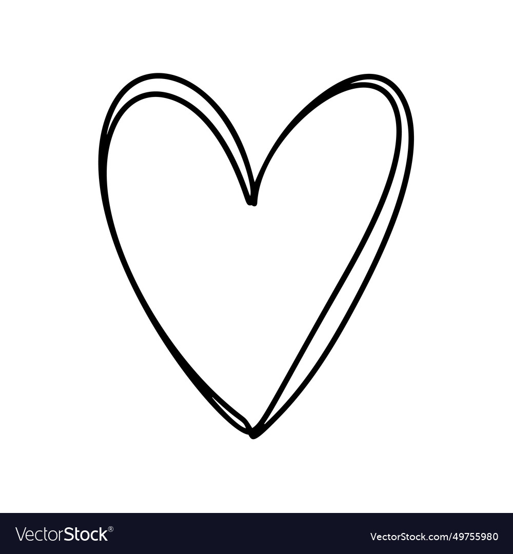 Love heart line black outline Royalty Free Vector Image