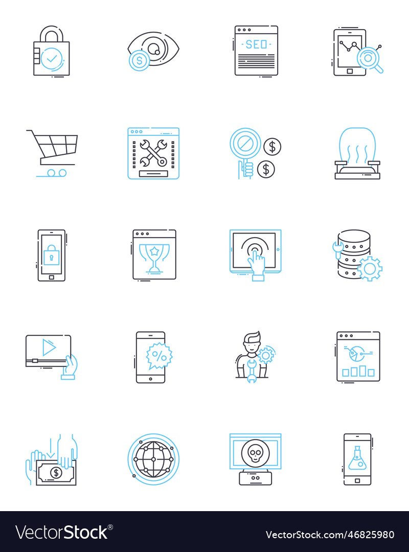 Sales enhancement linear icons set performance
