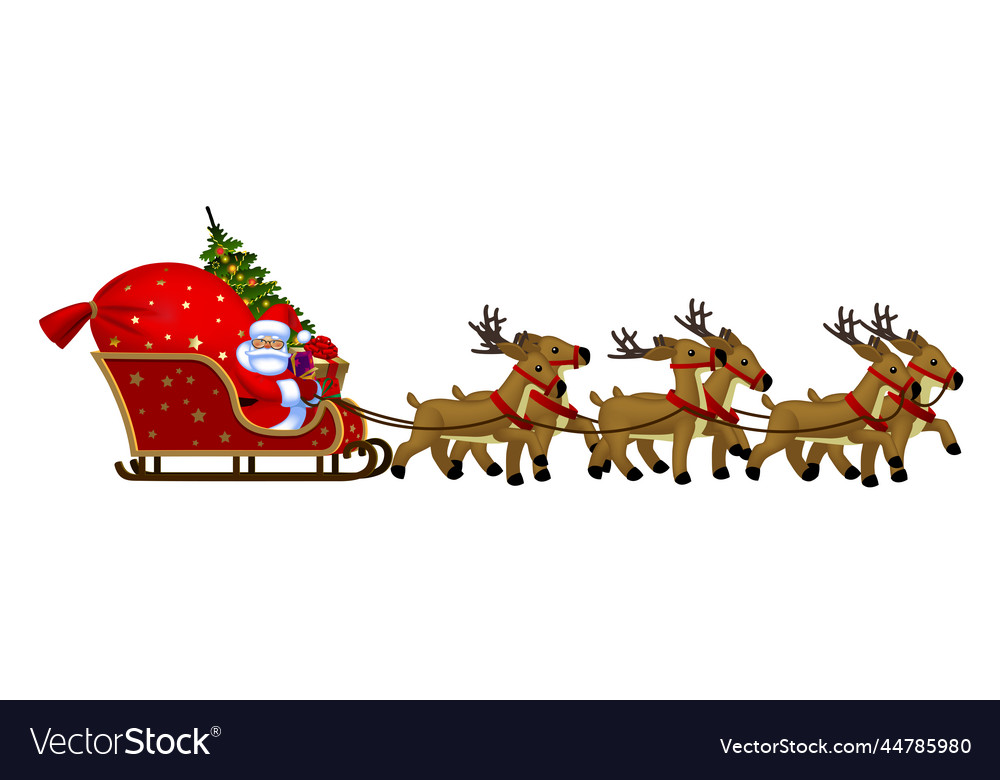 Santa claus with a red sack with gifts Royalty Free Vector