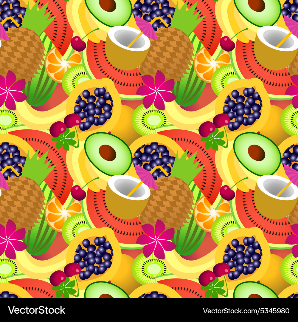 Seamless pattern tropical fruit Royalty Free Vector Image