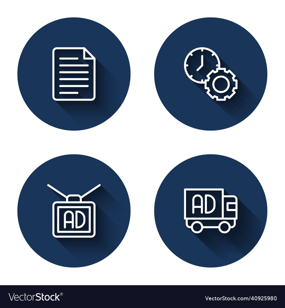 Set line file document time management vector image Set line file document time management