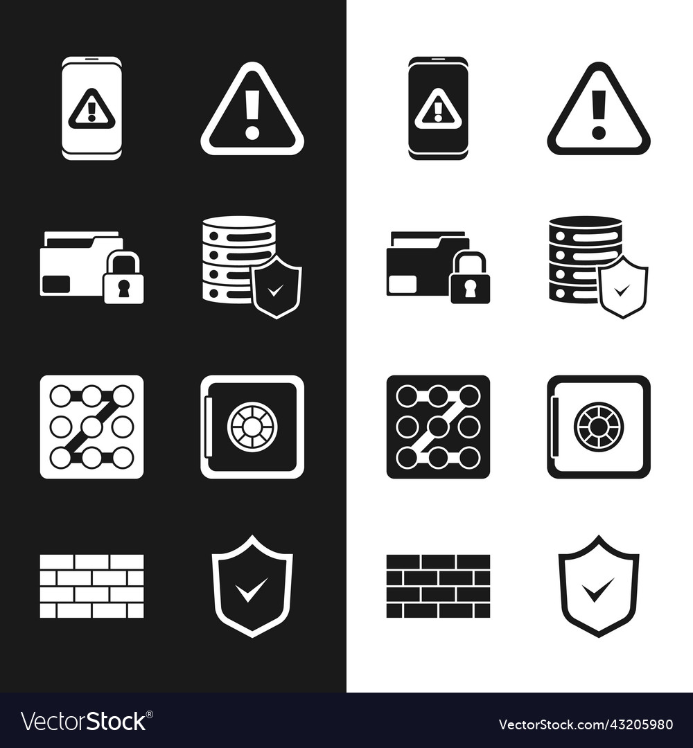 Set server with shield folder and lock mobile Vector Image Set server with shield folder and lock mobile