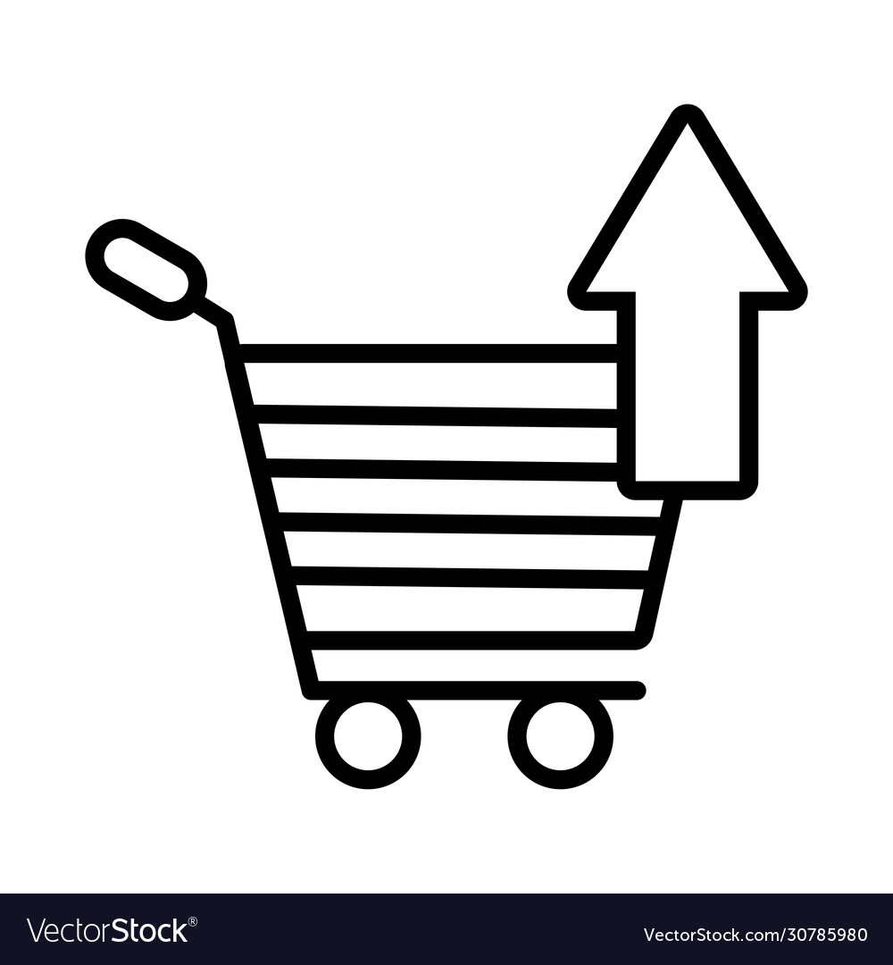 Shopping cart with arrow up line style
