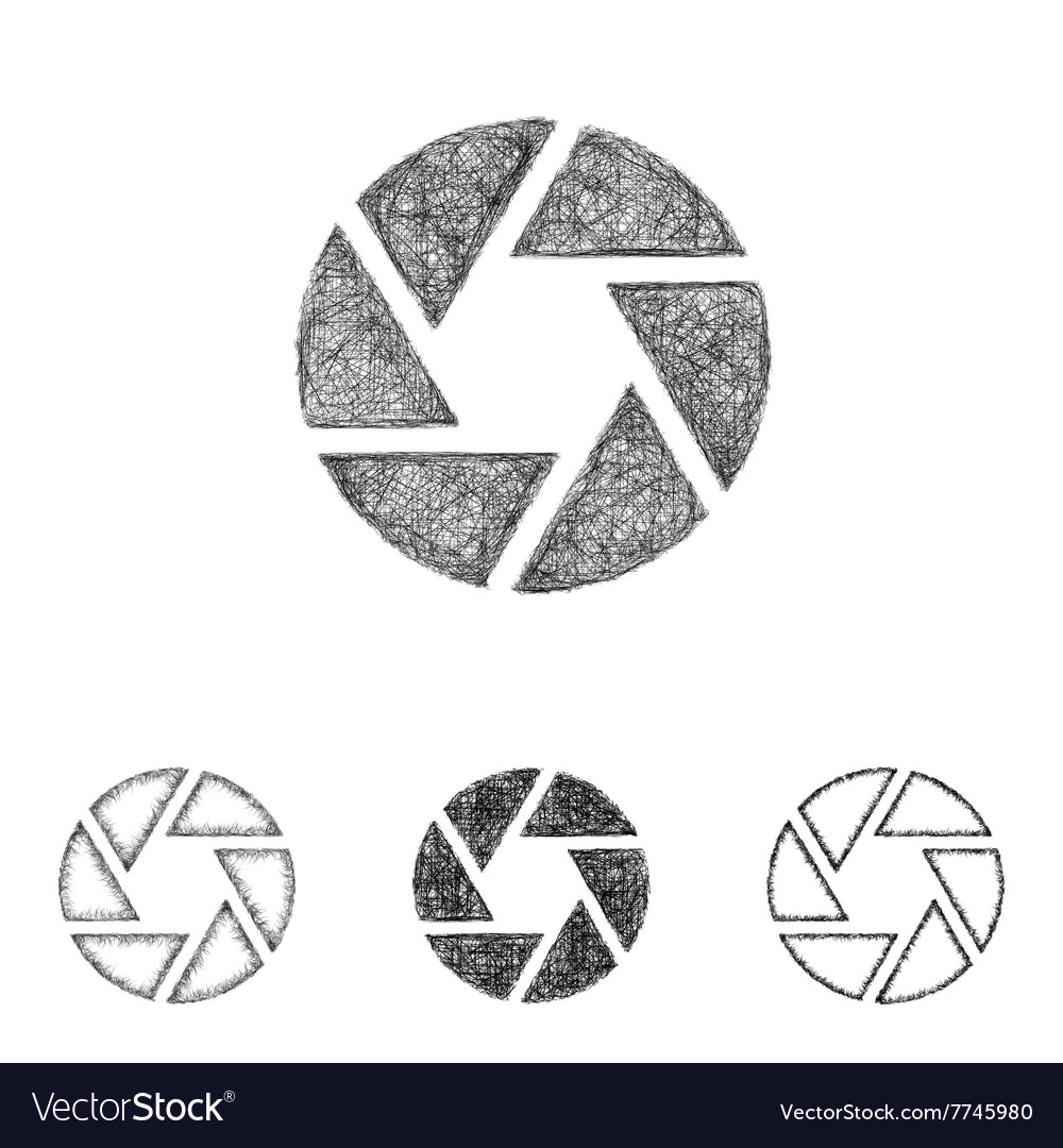 Shutter icon set - sketch line art