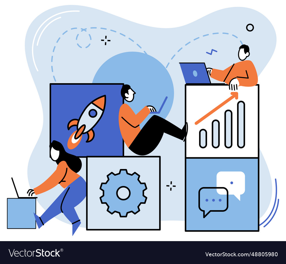 Teamwork solving problems business integration vector image Teamwork solving problems business integration