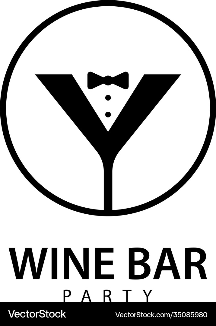 Wine bar party logo design Royalty Free Vector Image