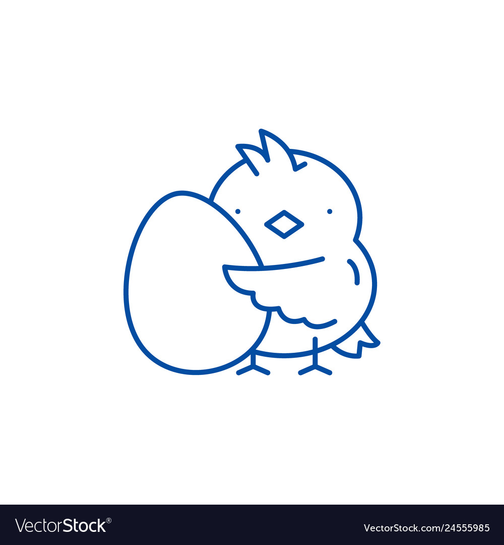 Chick with an egg line icon concept