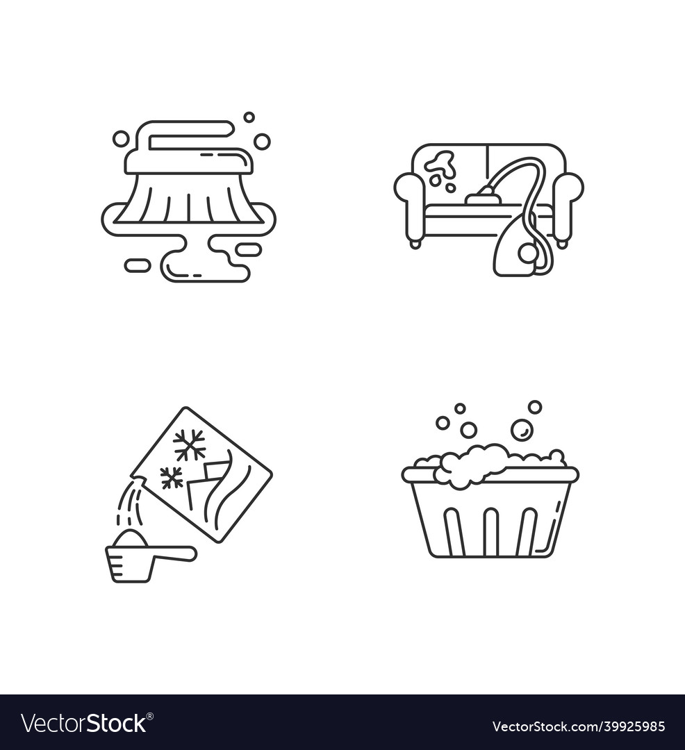 Cleanup service pixel perfect linear icons set Vector Image Cleanup service pixel perfect linear icons set