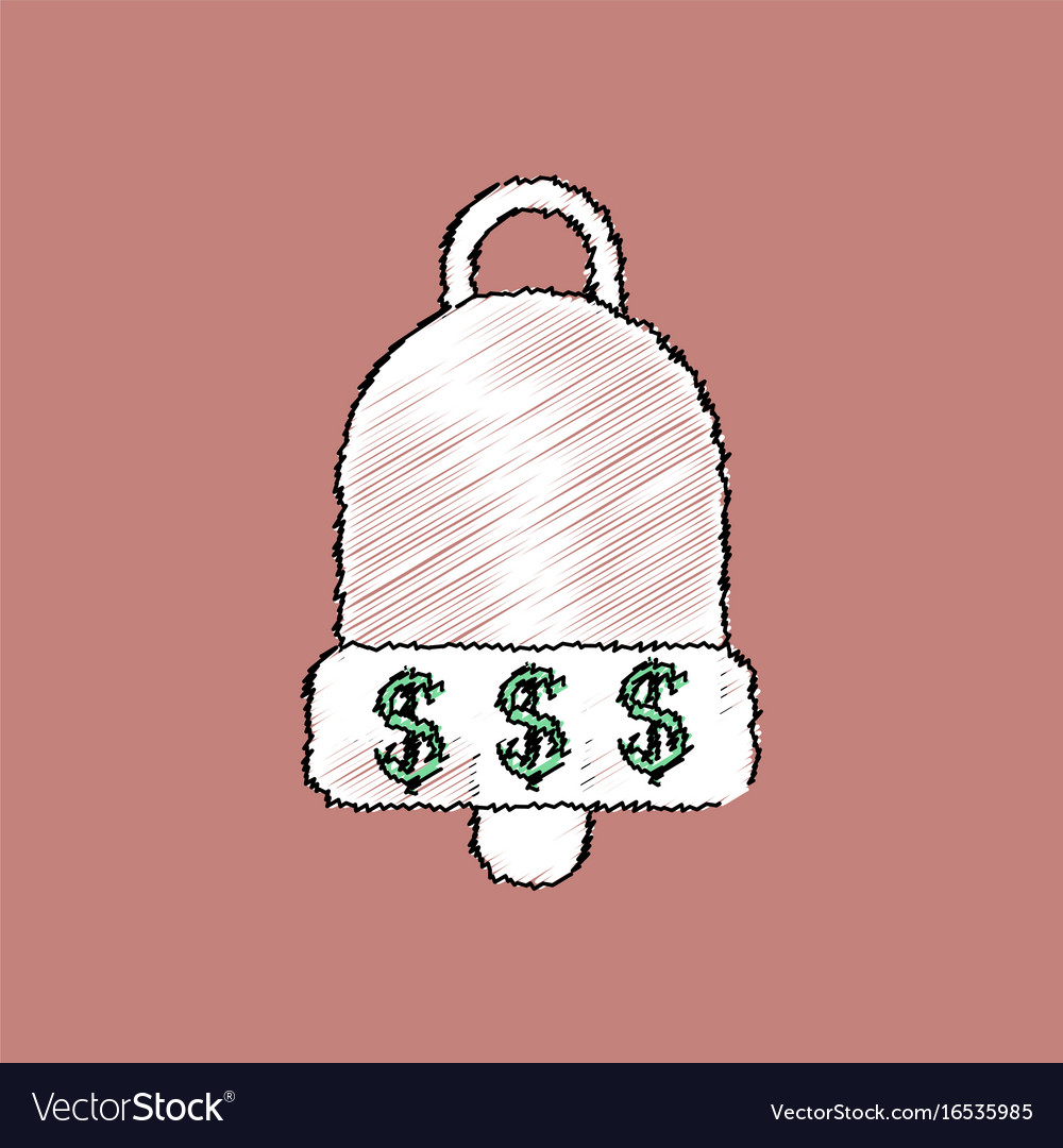 Flat shading style icon bell with dollar symbol