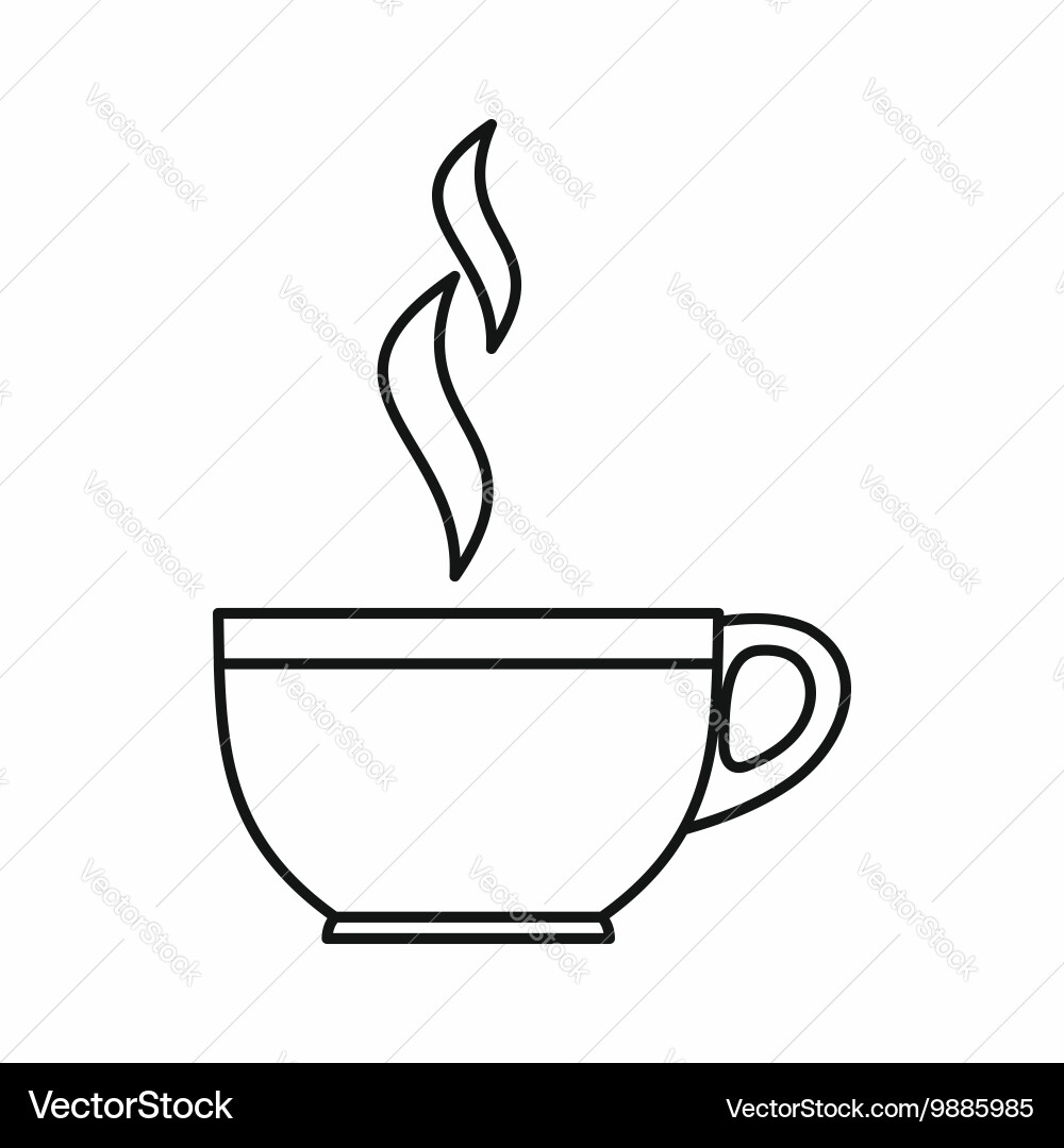 Glass cup tea icon outline style Royalty Free Vector Image