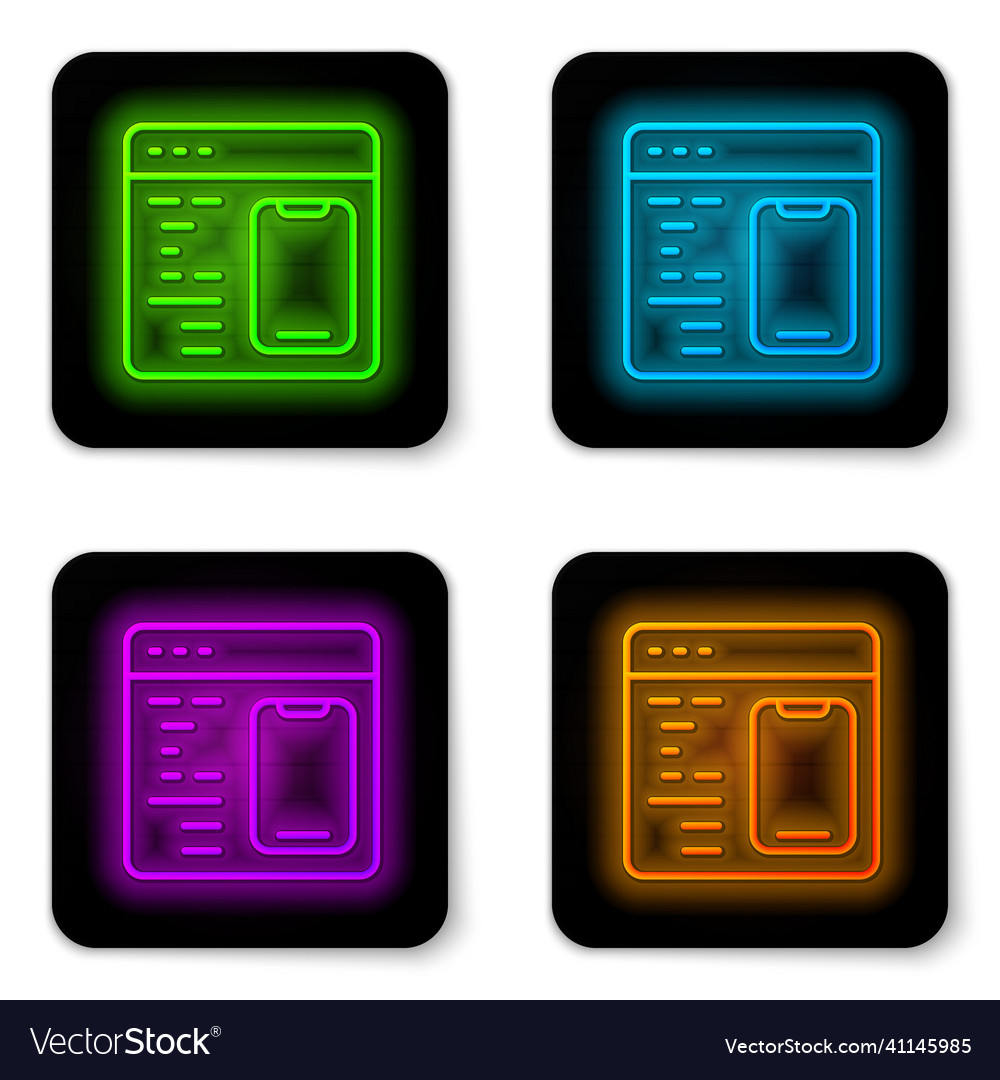 Glowing neon line software web developer vector image Glowing neon line software web developer