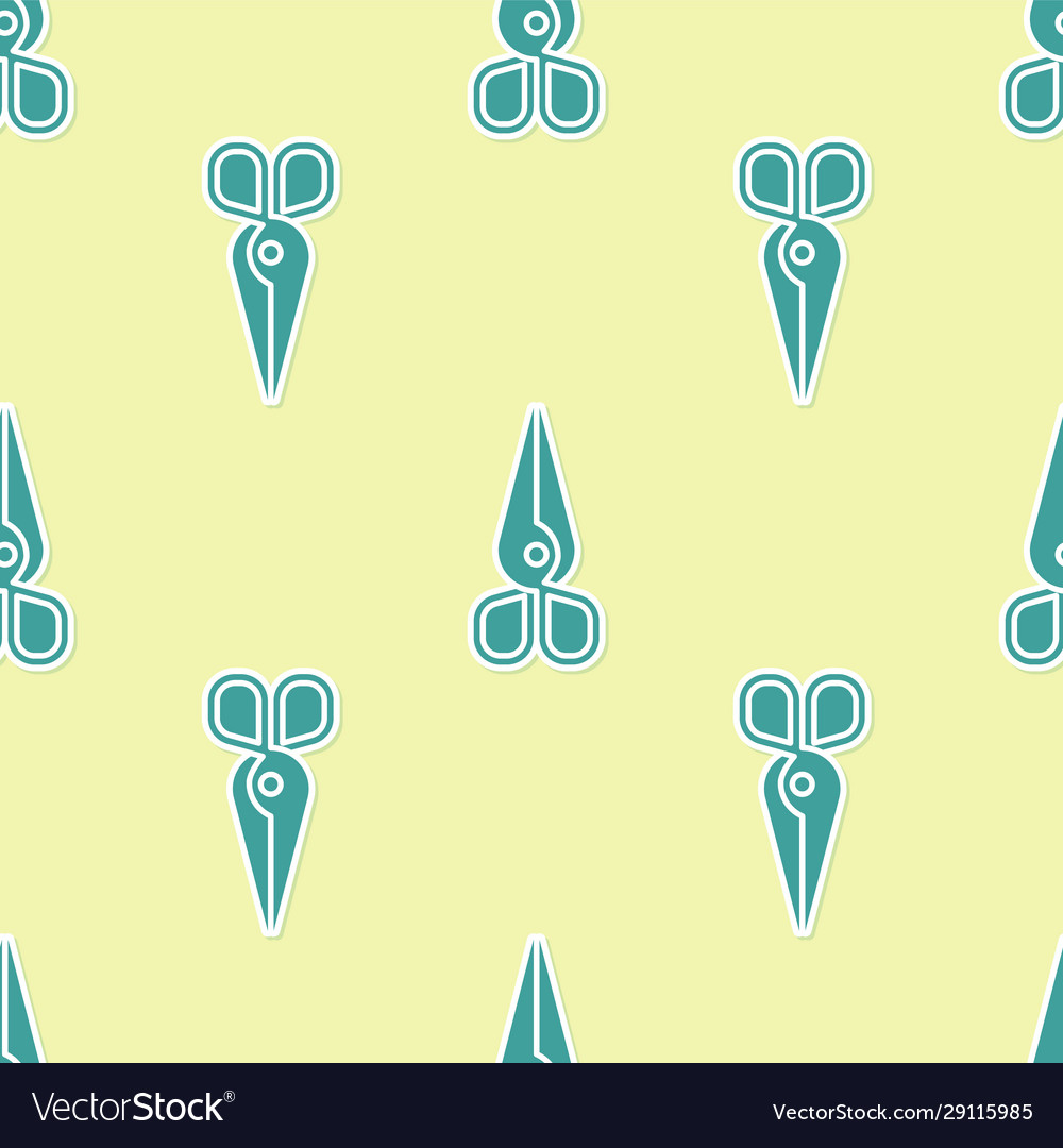 Green scissors icon isolated seamless pattern