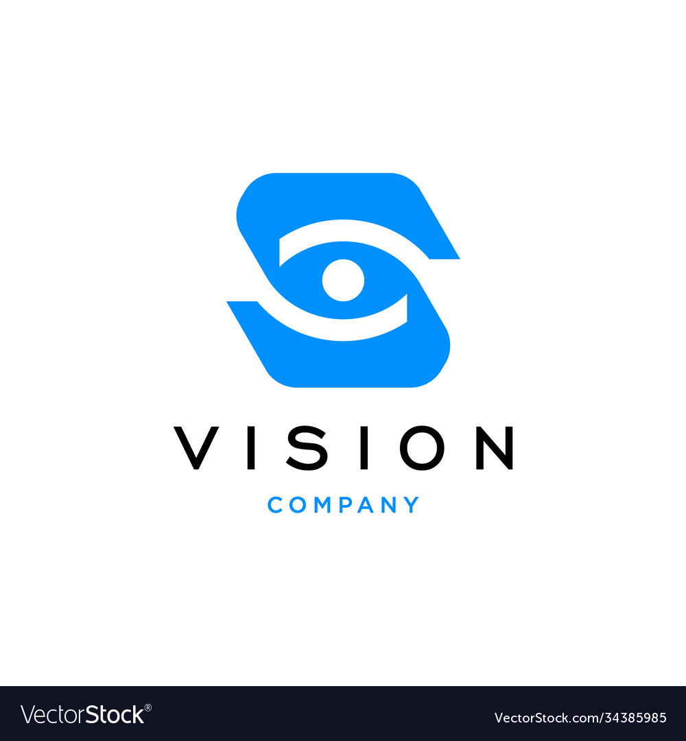 Initial letter s with eye vision logo design icon Vector Image