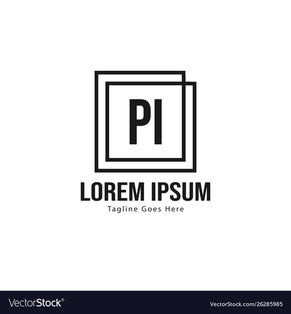 Initial pi logo template with modern frame Vector Image Initial pi logo template with modern frame