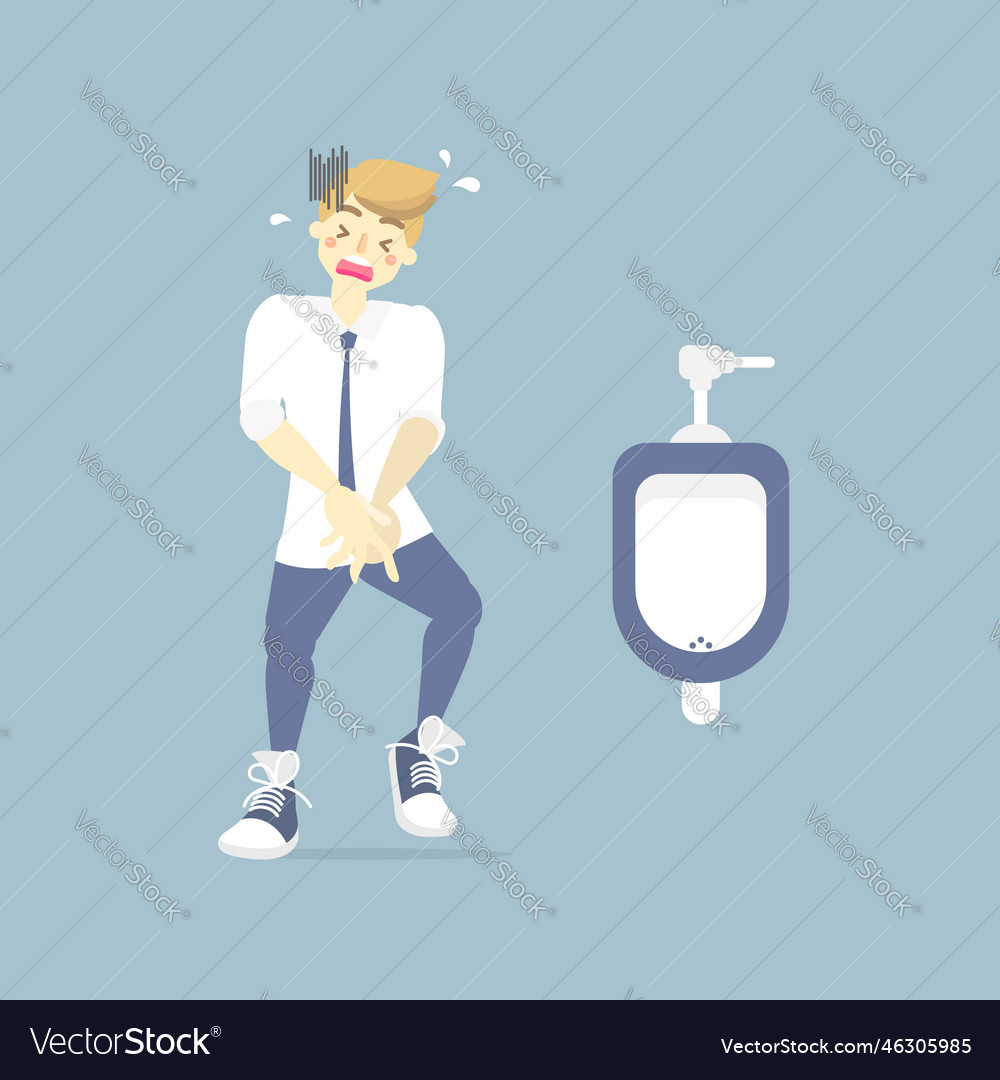 Man needing to urinate and holding his pee