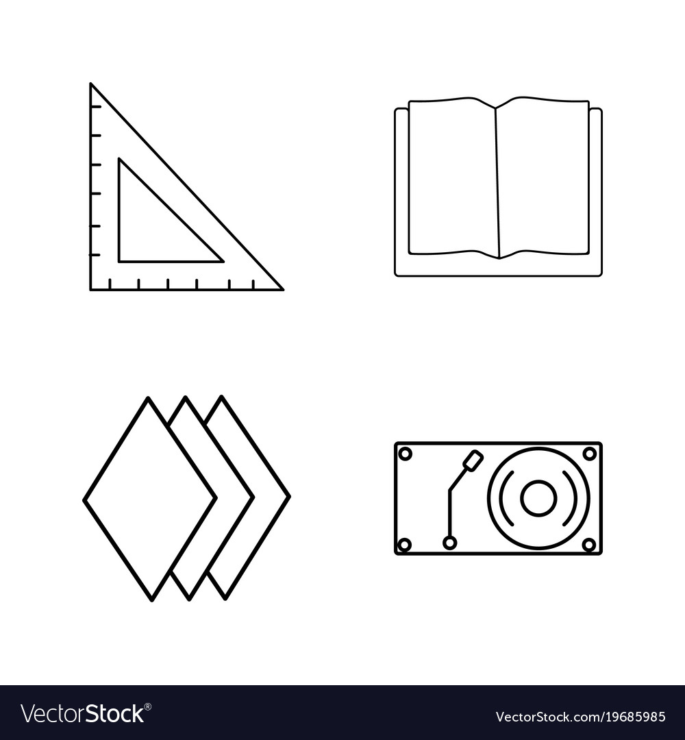 Office simple linear outline icon set