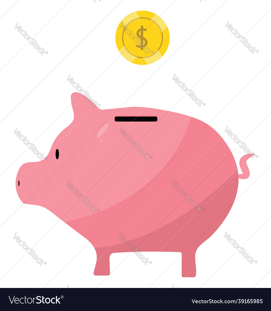 Pink piggy bank on white background