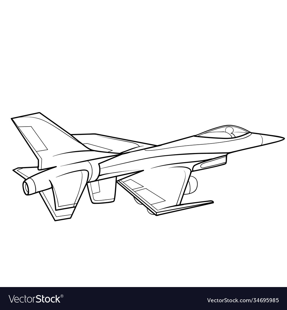 Plane sketch coloring book cartoon isolated Vector Image