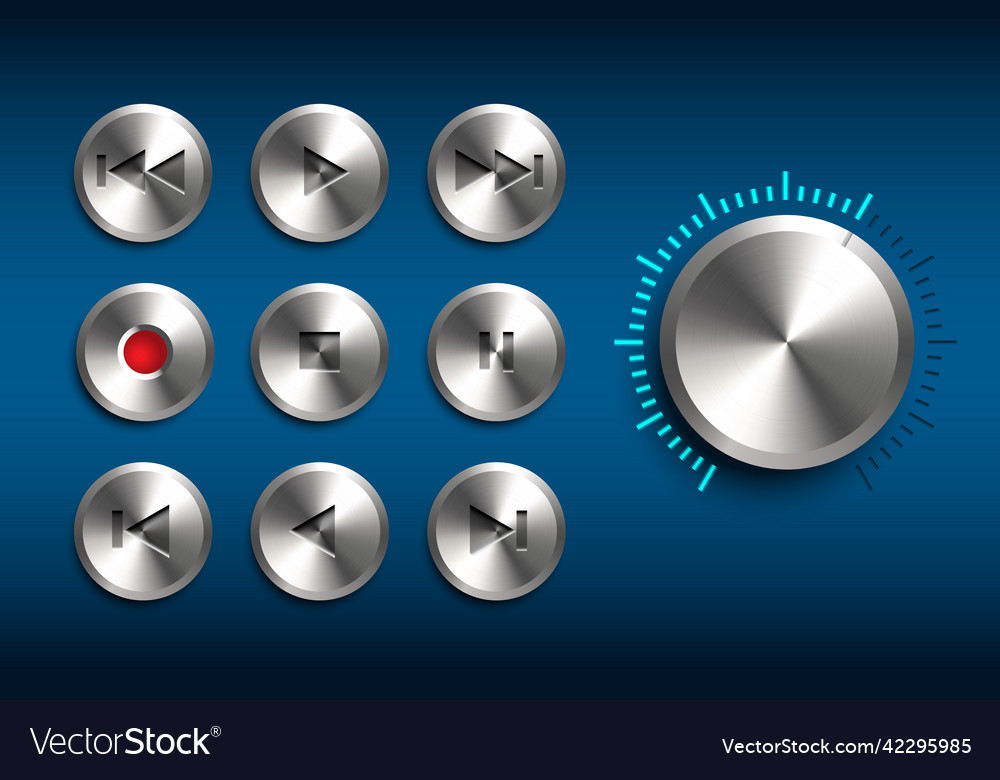 Retro technic interface set of metal Vector Image Retro technic interface set of metal