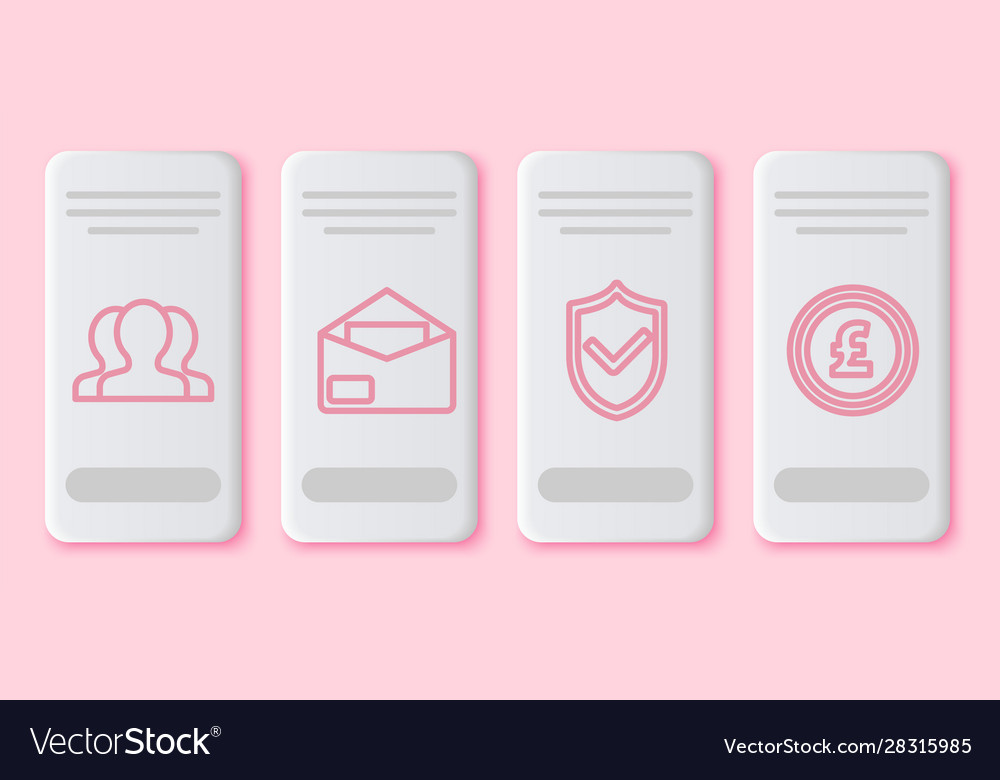 Set line users group envelope shield with check vector image Set line users group envelope shield with check