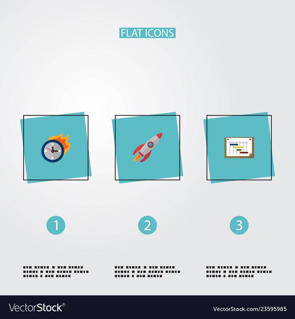 Set of idea icons flat style symbols with deadline vector image Set of idea icons flat style symbols with deadline