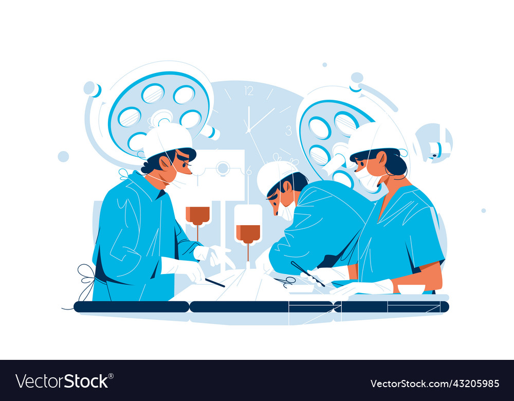 Surgeon and nurse perform operation Royalty Free Vector