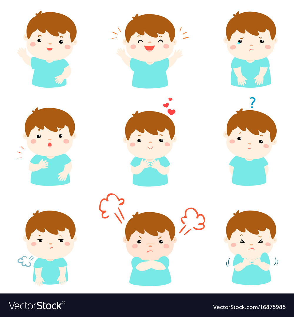 Variety boy face expression Royalty Free Vector Image