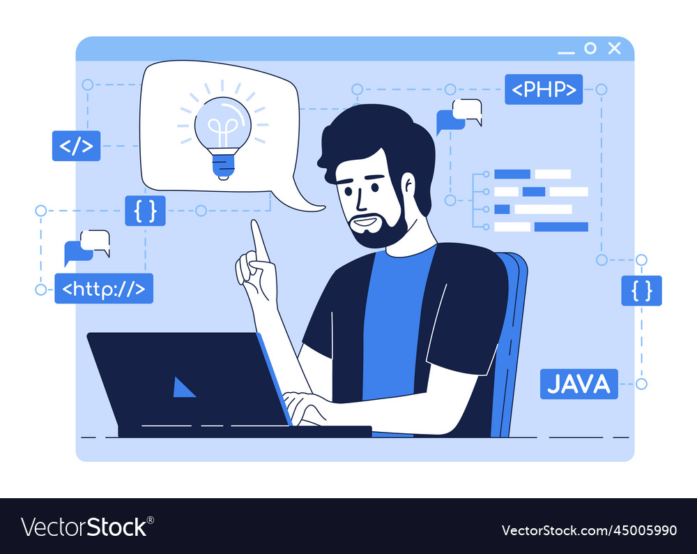 App developer at work flat concept vector image App developer at work flat concept