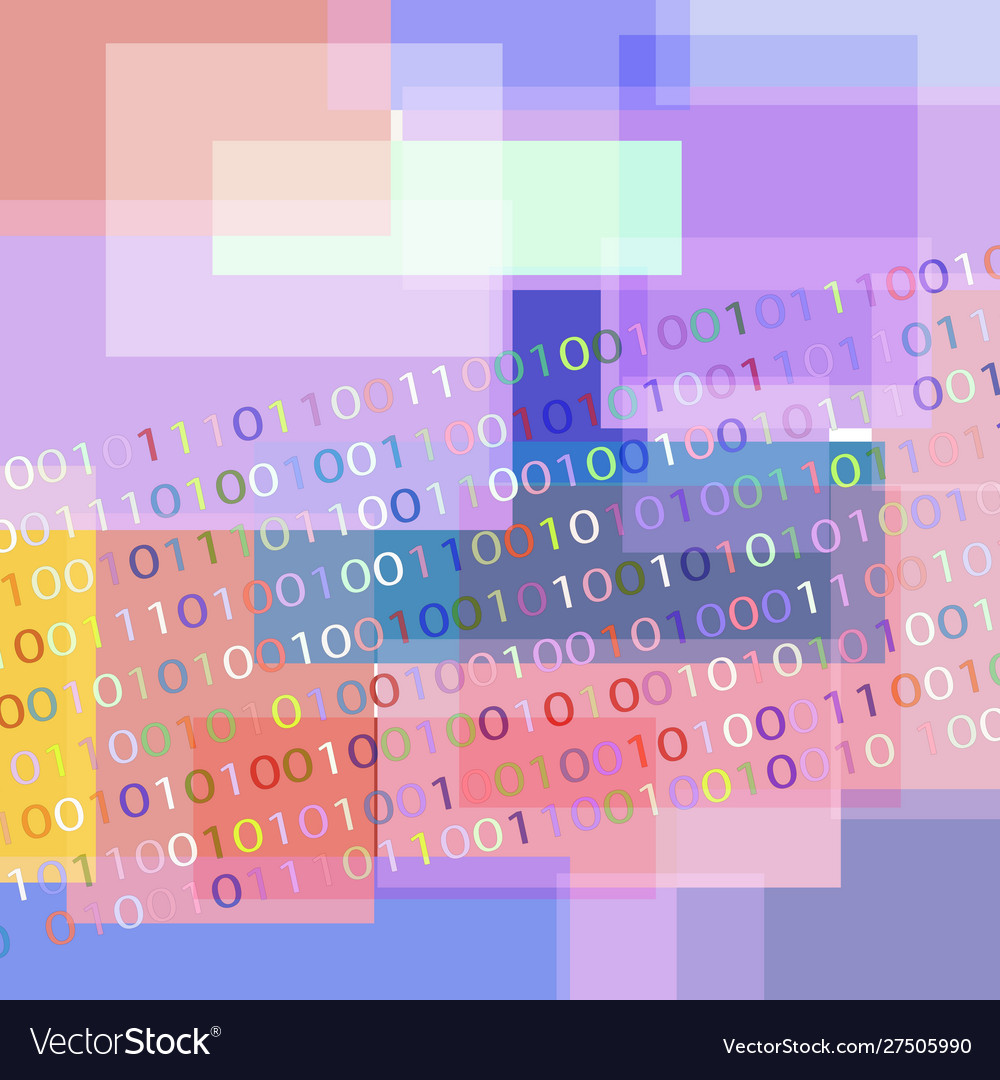 Binary code and geometric shapes Royalty Free Vector Image