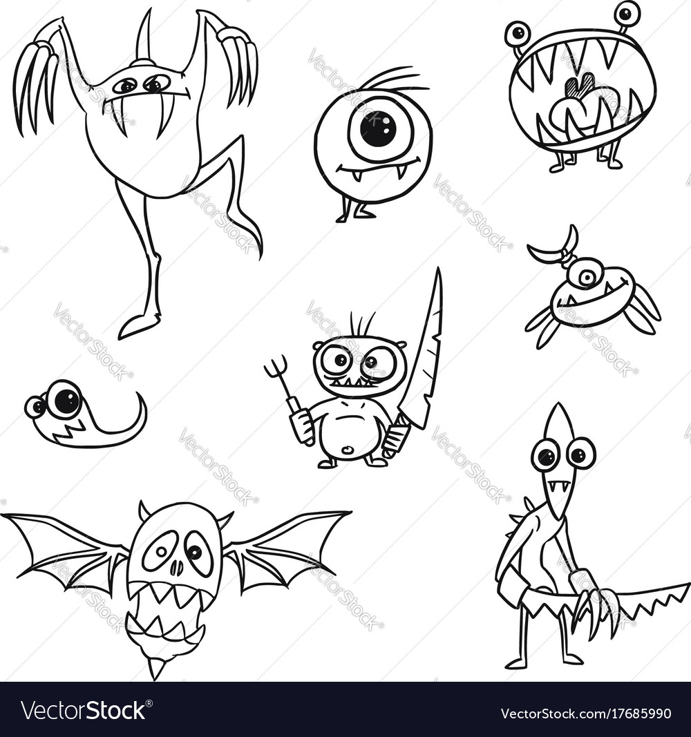 Cartoon Monster Doodle Set