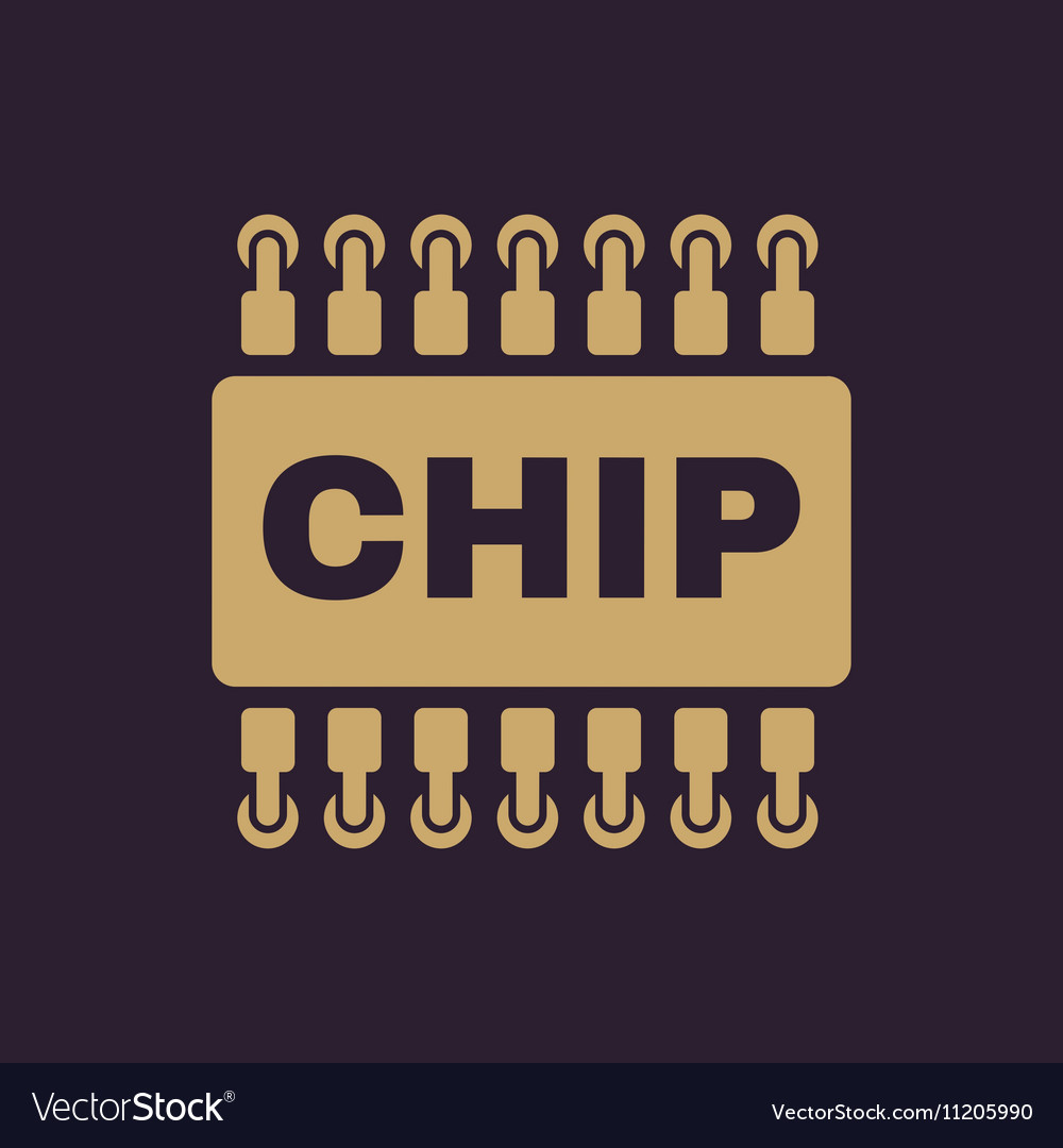 Chip icon microchip and microcircuit symbol