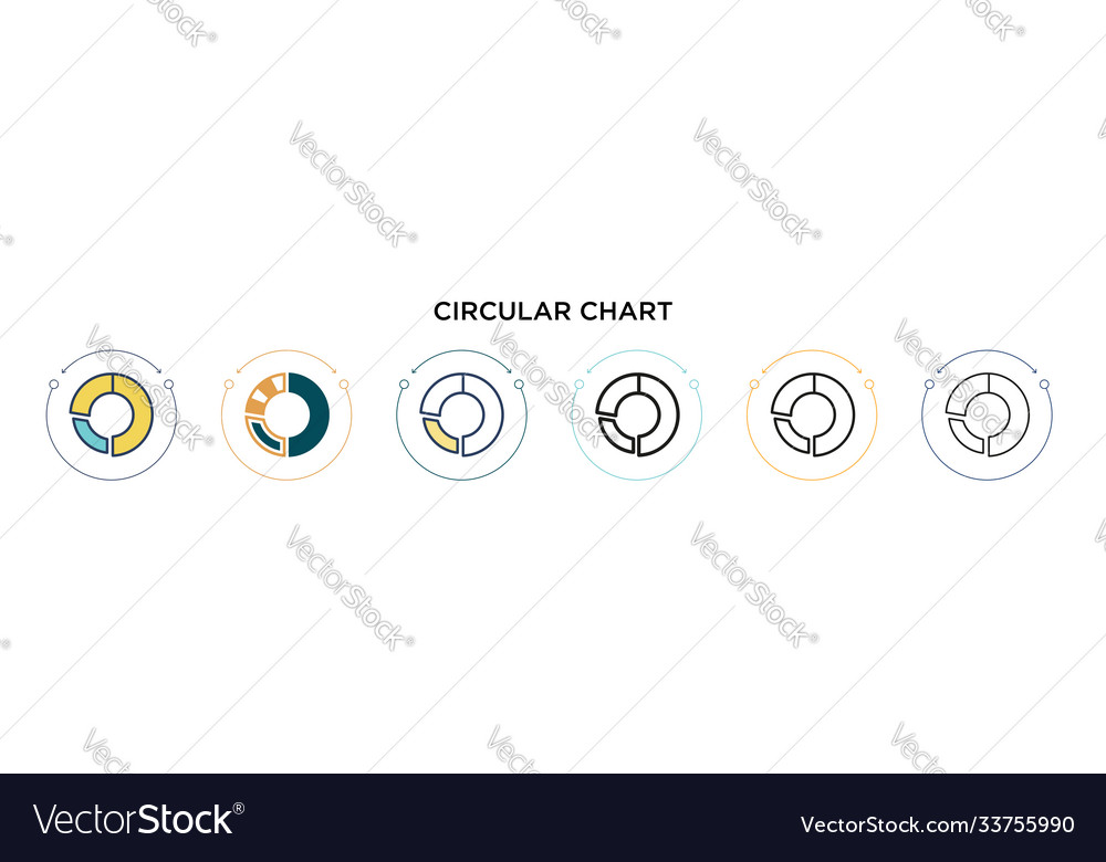Circular chart icon in filled thin line outline