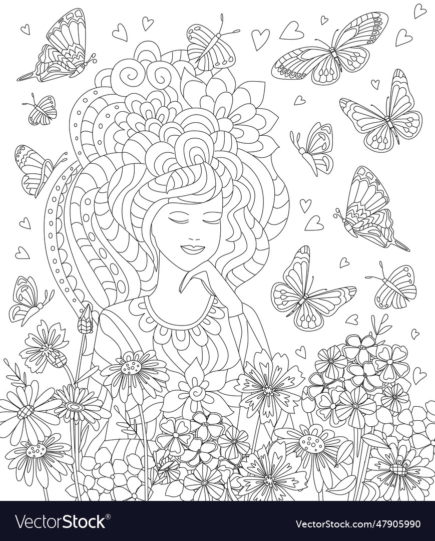 Coloring book for adults and children a dreaming Vector Image