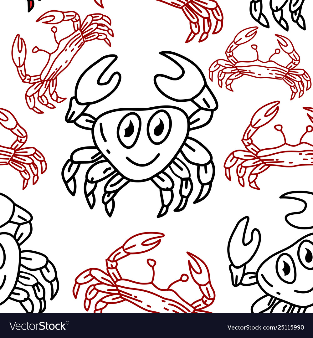 Crab pattern seamless design template vector image Crab pattern seamless design template
